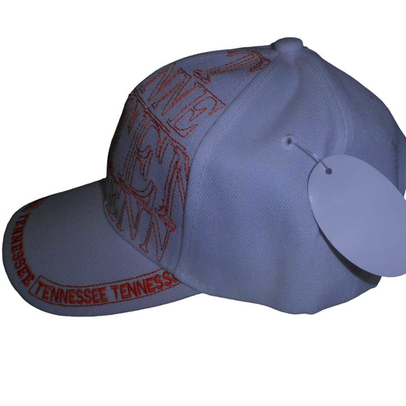 Tennessee TN Ball Cap, Solid White, Orange Embroidery, Strapback, Trucker Hat - Picture 2 of 4